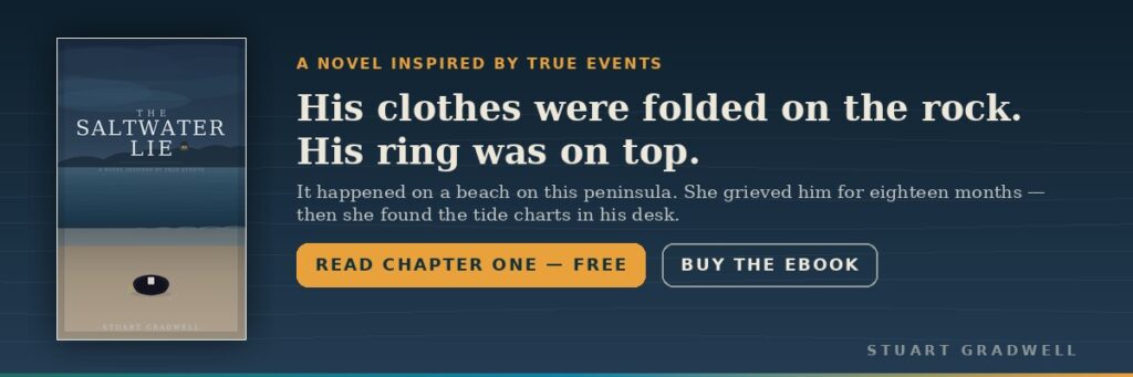 The Saltwater Lie — a novel inspired by true events by Stuart Gradwell. Read chapter one free.