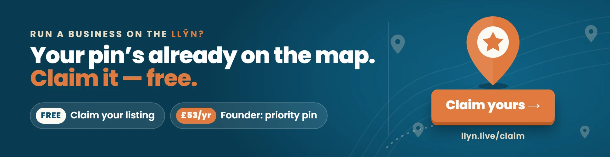 Run a business on the Llŷn? Claim your listing free, or become a Founder for £53 a year